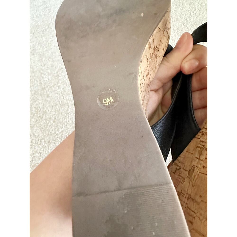 Tory Burch Cork Wedge Sandals In Black Size 9 - Picture 5 of 7